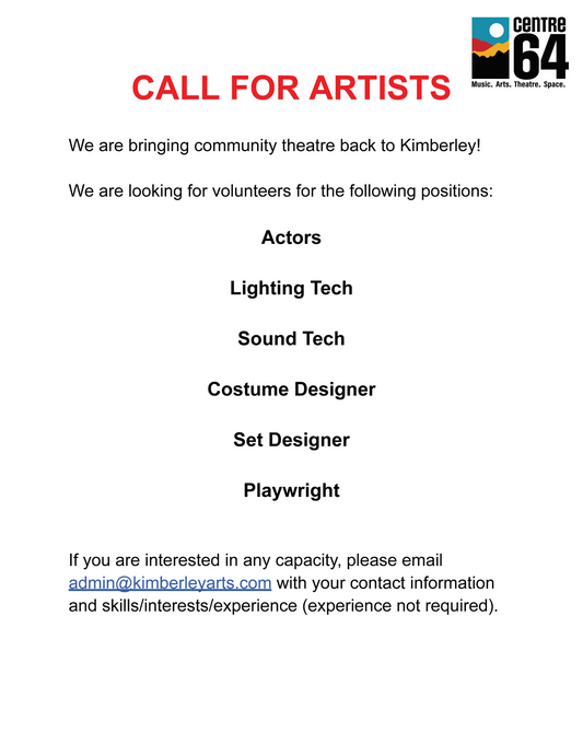 Call for Artists - Theatre Program